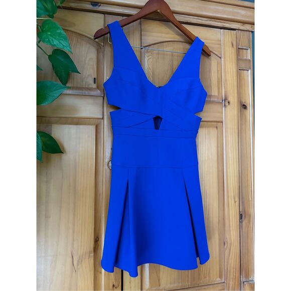 BCBG MaxAzria Harlie Blue Sleeveless Cutout Mini Dress Size 4 - Picture 2 of 10